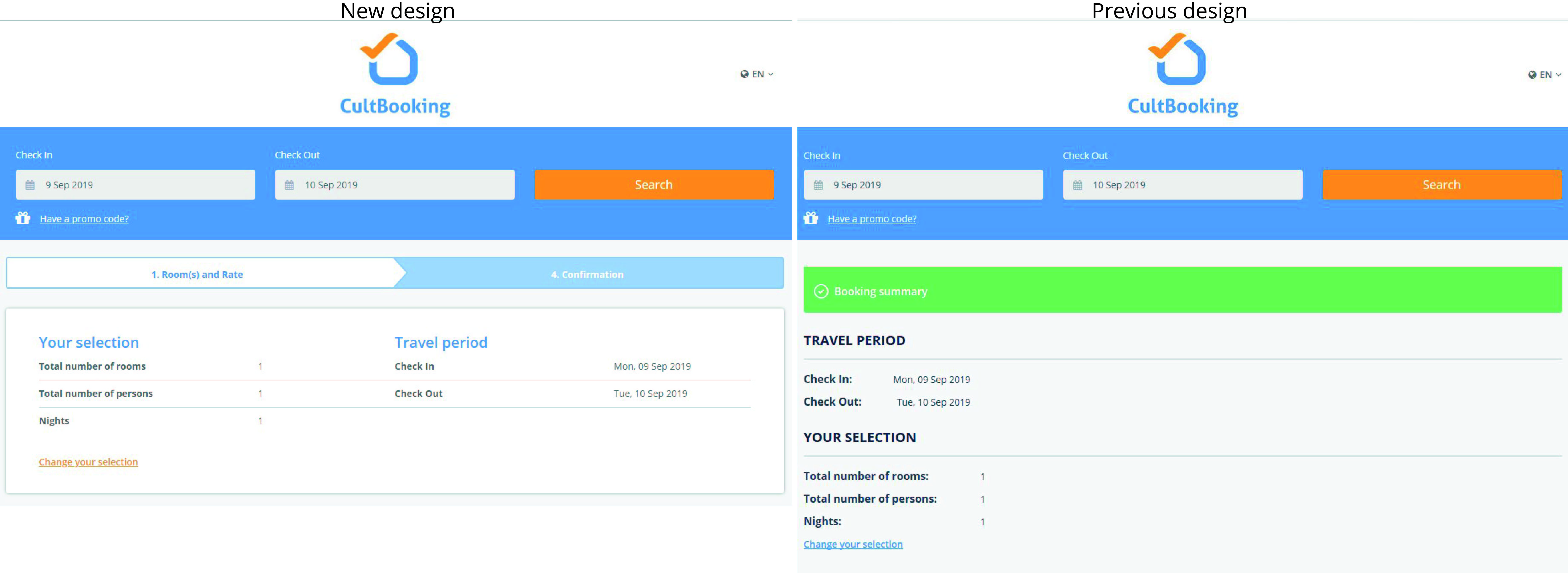 summary and booking steps of cultbooking