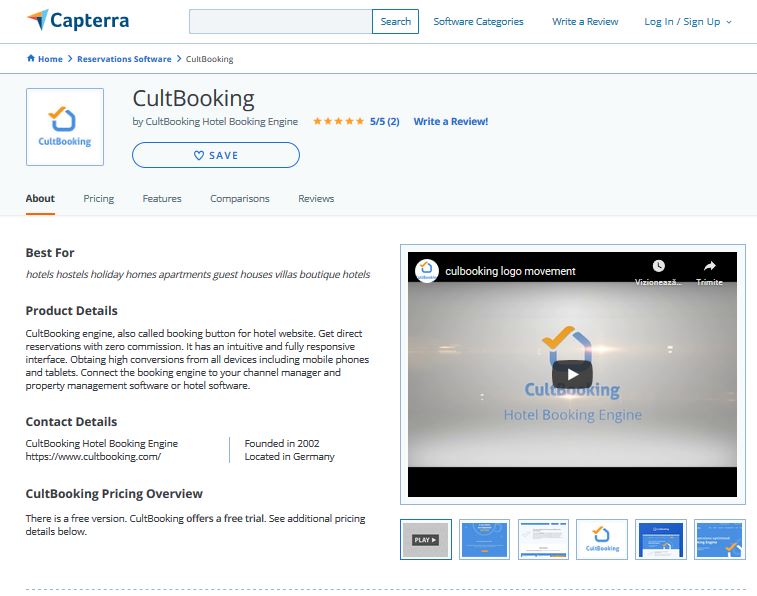About cultbooking on capterra _ booking button _ hotel website