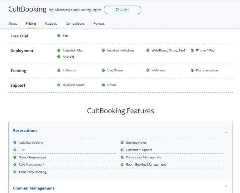 features _ cultbooking - direct bookings website _ hotel
