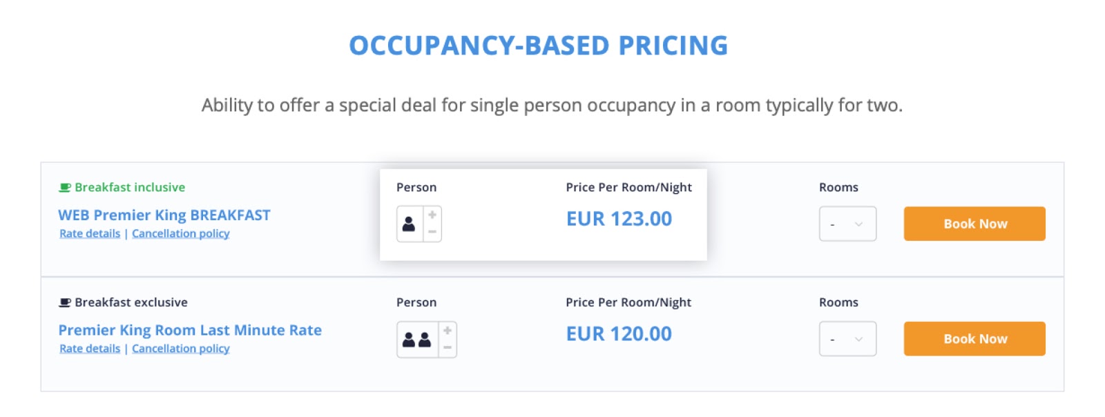 Occupancy - single persons - cultbooking